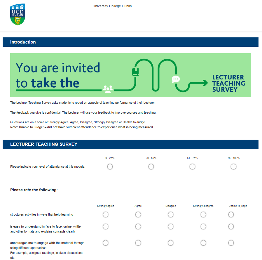 Image providing a preview of the Lecturer Teaching Survey